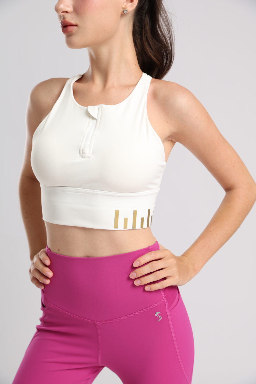 Áo Bra Croptop SOCHOU Khóa Kéo Trắng